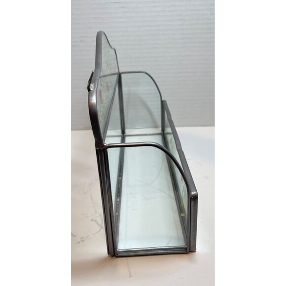 Handcrafted Pressed Flower Glass Wall-Mounted Organizer With Metal Frame - Picture 5 of 14